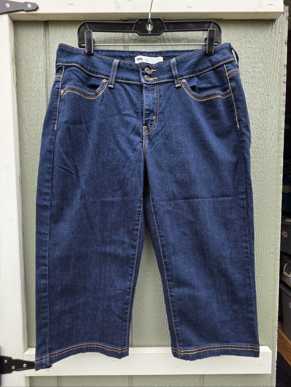 Signature by Levi Strauss Capris Size 14 Dark Blue Denim #JEA13 - Picture 3 of 15